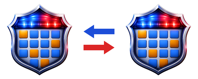 Two BlueShifts shields with arrows running both ways between them